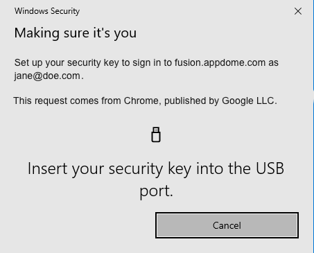 Passkey for Appdome -Windows passkey verify identity