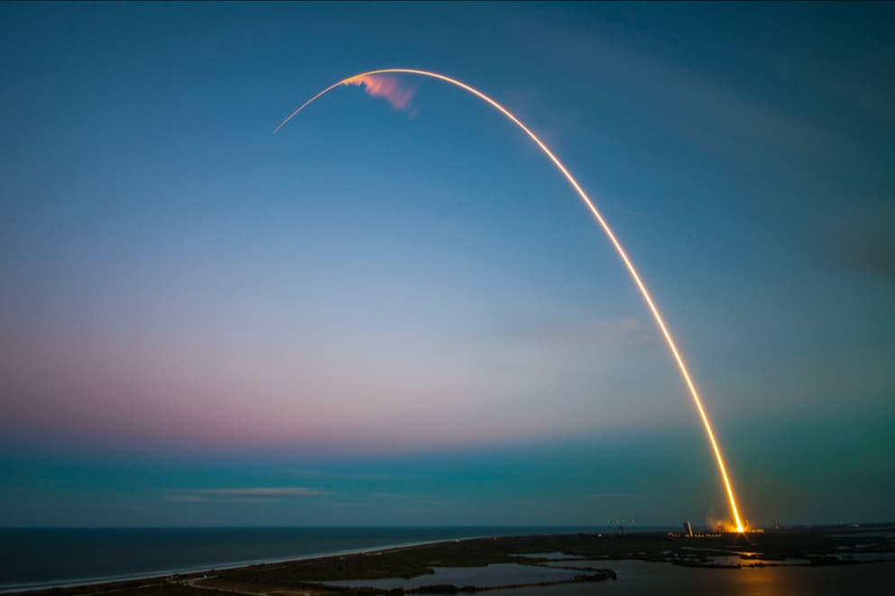 Timelapse of a rocket launching into space