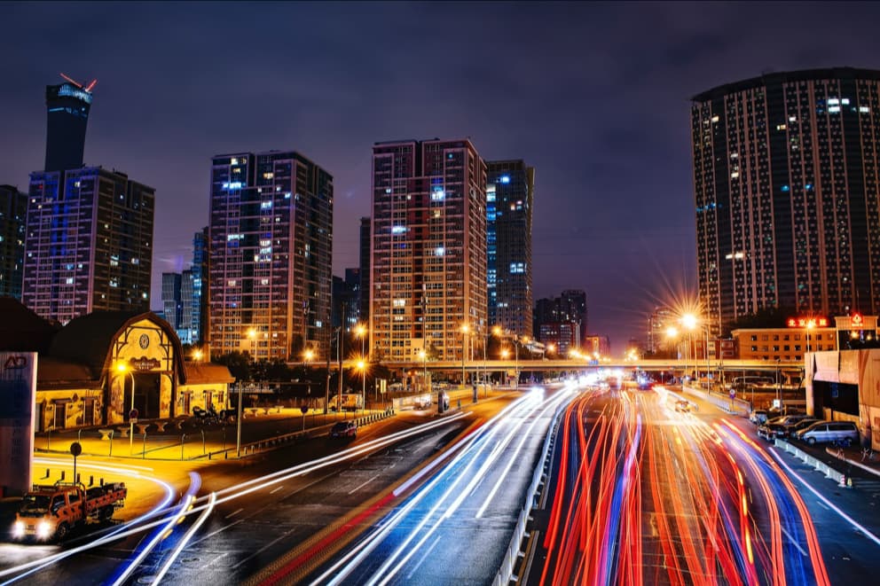 Timelapse of cars driving in a city