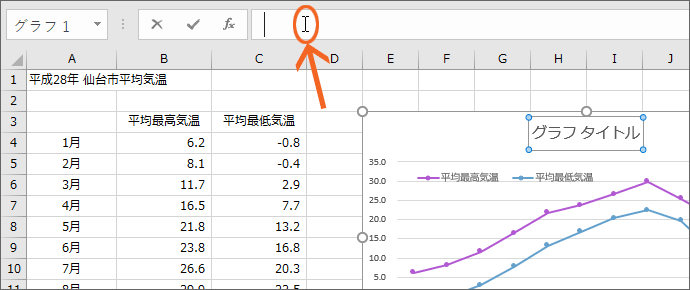 数式バーでクリック