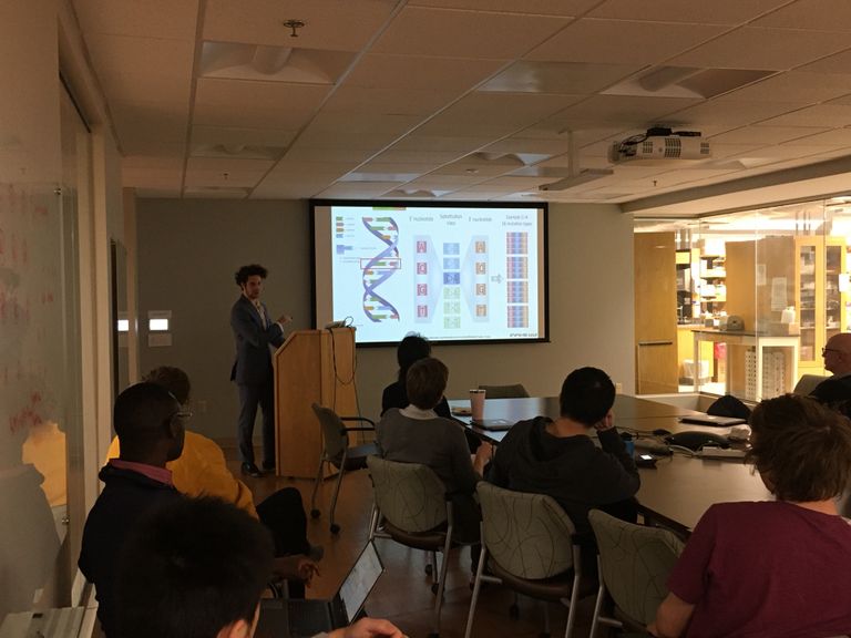 PhD candidate Aaron Chevalier of the Campbell Lab presenting in the CBM Seminar Series