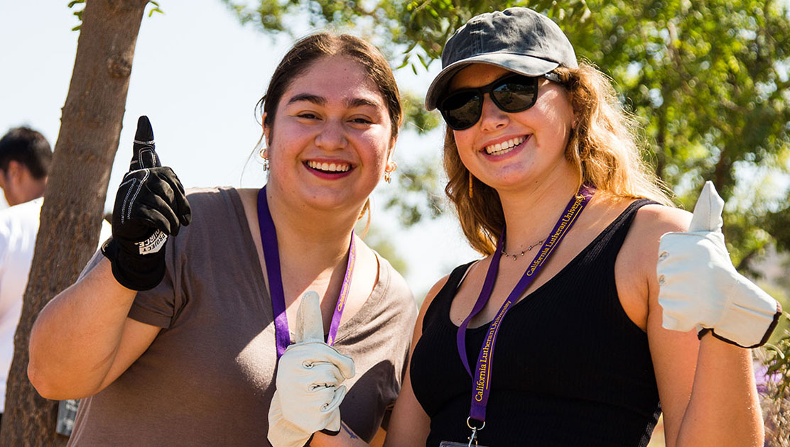 Students helping out on campus