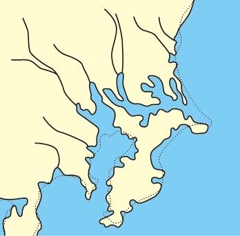 【図１】約千年前の海岸線（想像図）