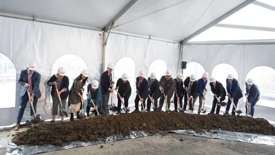 Shovels hit the dirt at the groundbreaking for the Richard King Mellon Hall of Sciences.