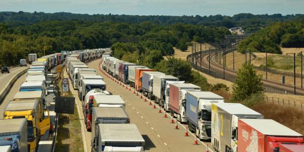 Rows of trailor trucks