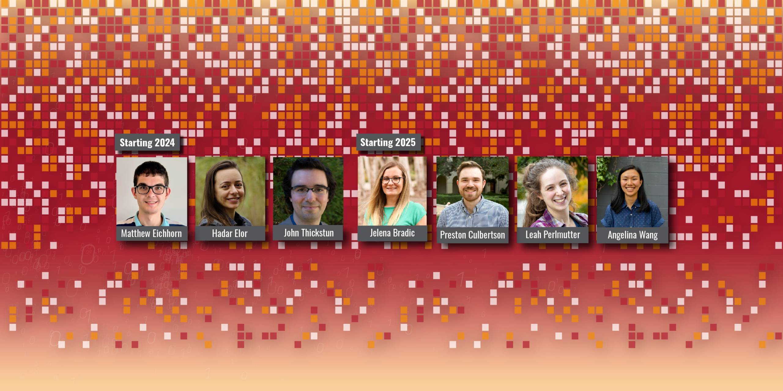 A color graphic showing 7 new faculty members at Cornell Bowers CIS