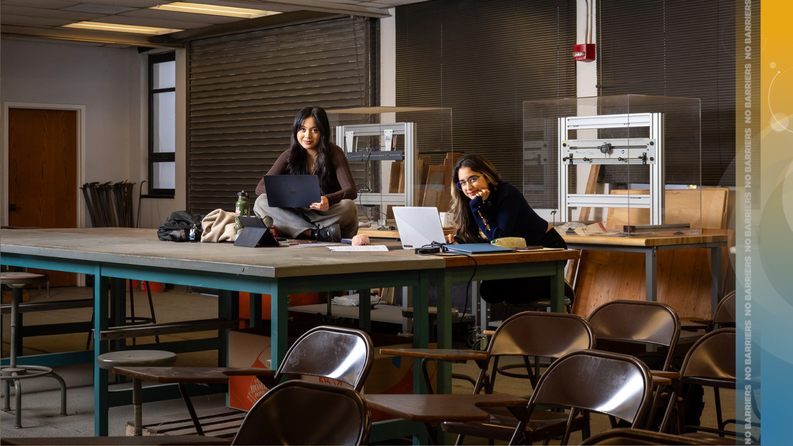 Engineering students Madison Fabella and Fozhan Ghamsari 