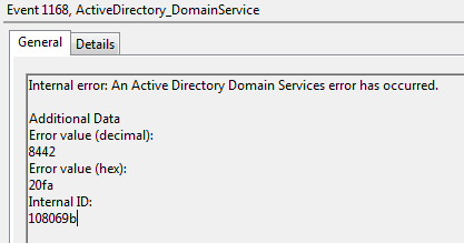 Error using DCShadow with invalid data