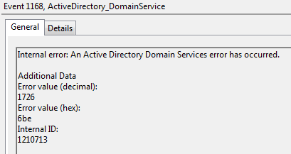 Error using DCShadow with invalid data