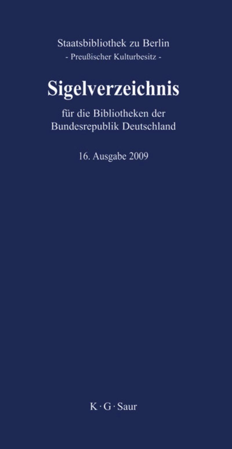 book: Sigelverzeichnis für die Bibliotheken der Bundesrepublik Deutschland