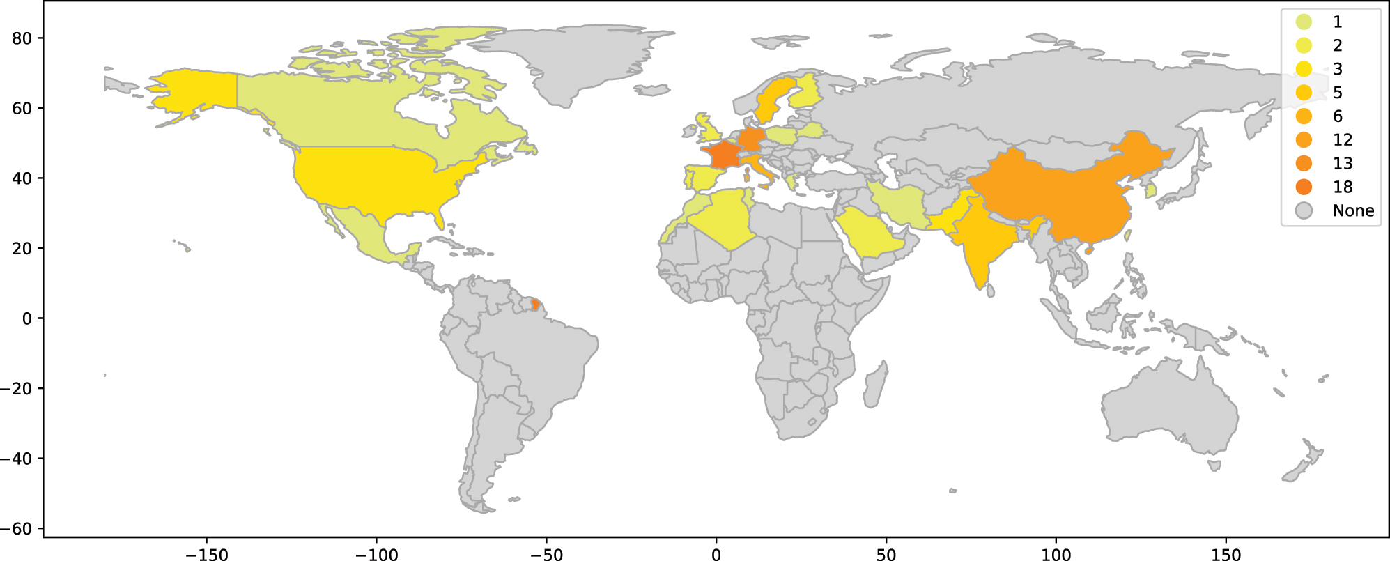 Figure 4: 
Most contributing countries towards reconfiguration management.
