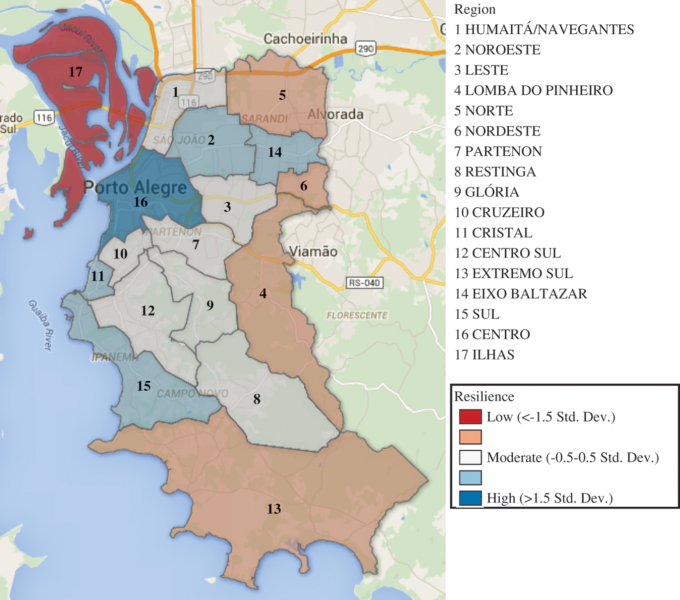 Figure 6: Map of Resilience Level per PBR.Source: Prepared by the author.