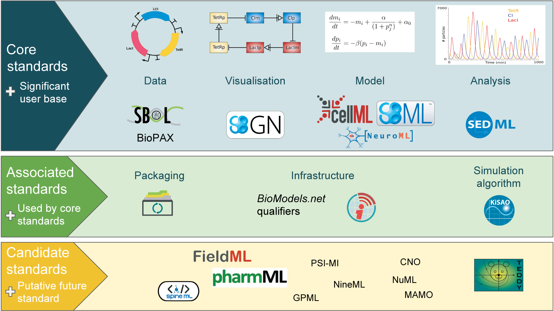 Figure 1: Overview of standards and associated efforts in Systems and Synthetic Biology provided by COMBINE (from [6]).