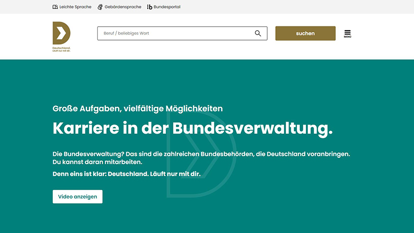 Screenshot der Website karriere.bund