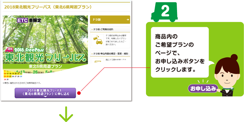 2 商品内のご希望プランの ページで、お申し込みボタン をクリックします。のイメージ画像