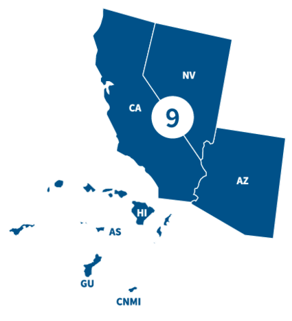 Illustration of the outline of FEMA's Region 9