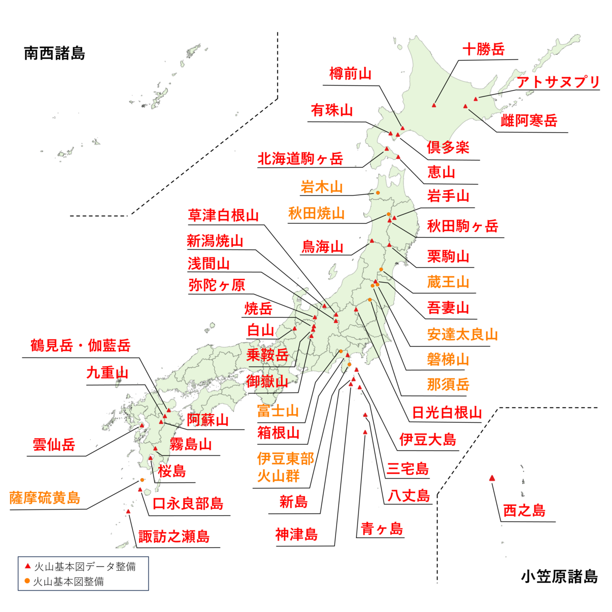 火山基本図の整備状況