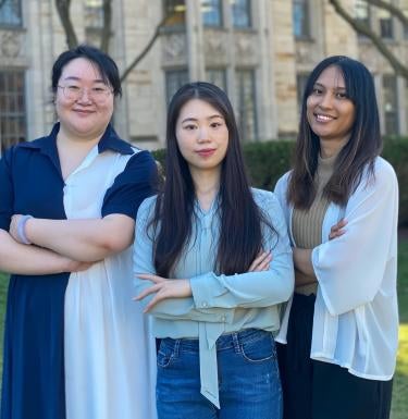 Simiao "May" Wang (MPA ‘24), Yuliana “Nike" Ndaumanu (MPIA ‘24), and Jingyan Cheng (MPA ‘23)