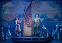 Moana and Maui in the new Disney The Tale Of Moana stage show, on the Disney Treasure