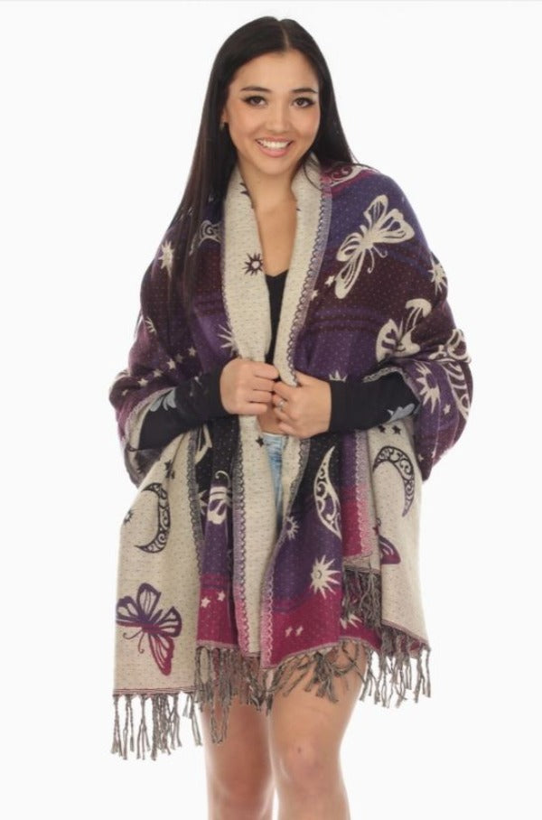 Pashmina - Butterfly - Violet-hotRAGS.com