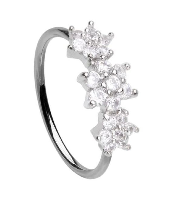 Nose Ring - Flower Cubic Zirconia-hotRAGS.com