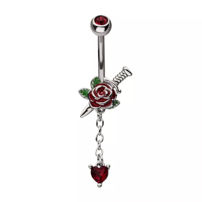 Belly Ring - Rose Dagger Heart-hotRAGS.com