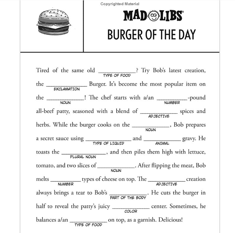 Mad Libs - Bob's Burgers-hotRAGS.com