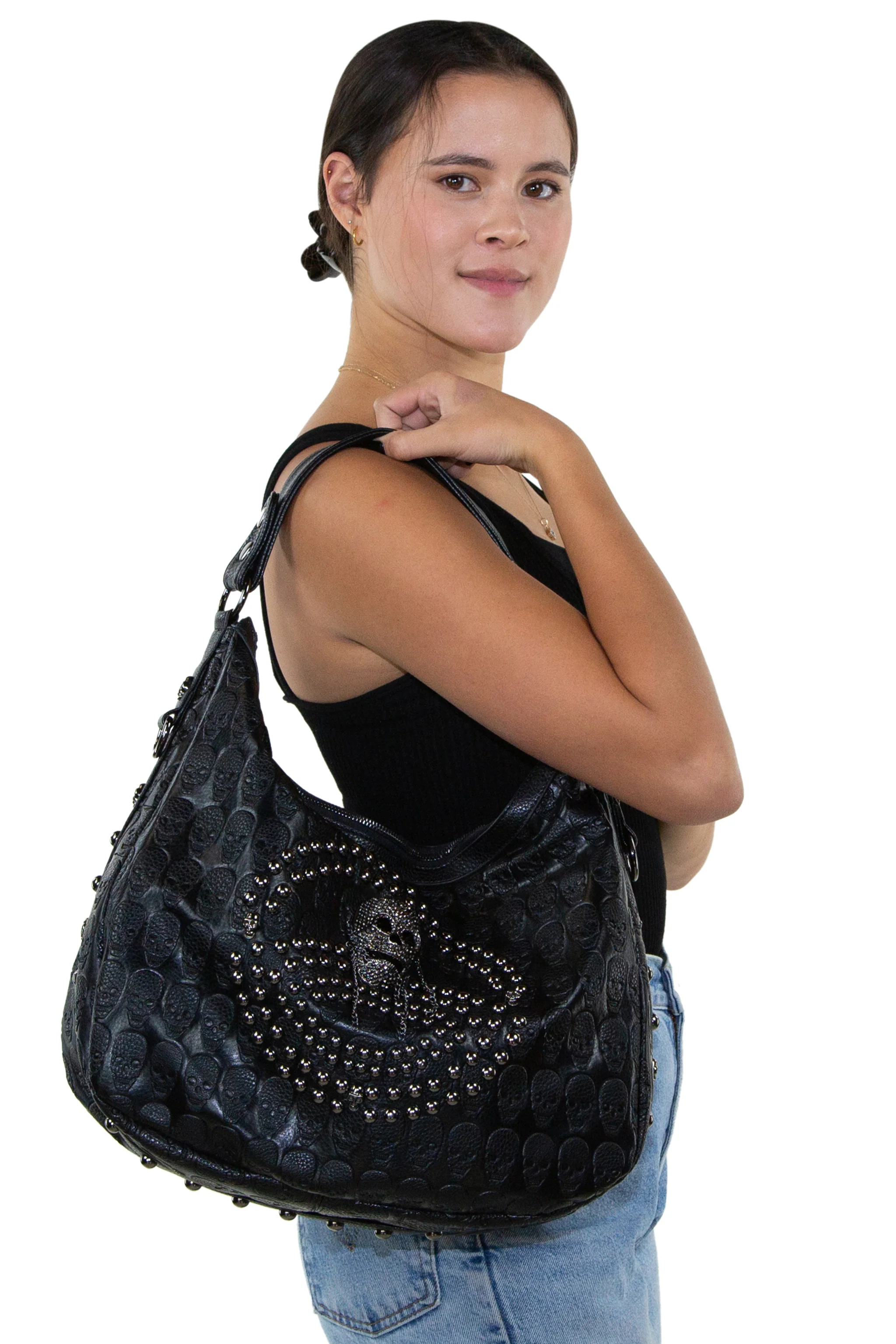 Bag - Studded Skull Hobo-hotRAGS.com