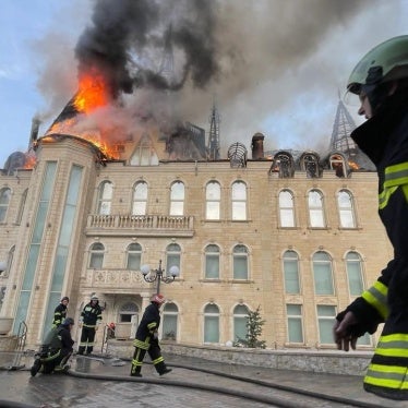 Odesa Legal Academy in flames after a Russian cluster munition attack, April 29, 2024.