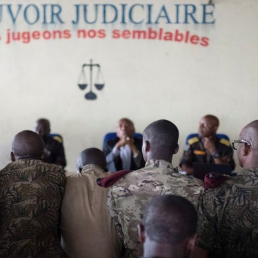 Congolese military personnel on trial for the murder of 57 civilians during a demonstration against the presence of MONUSCO, the United Nations stabilization mission in the Democratic Republic of the Congo, in Goma, North Kivu province, Democratic Republic of the Congo, September 7, 2023. 