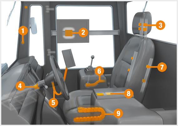 Tractor driver cabin with igus products