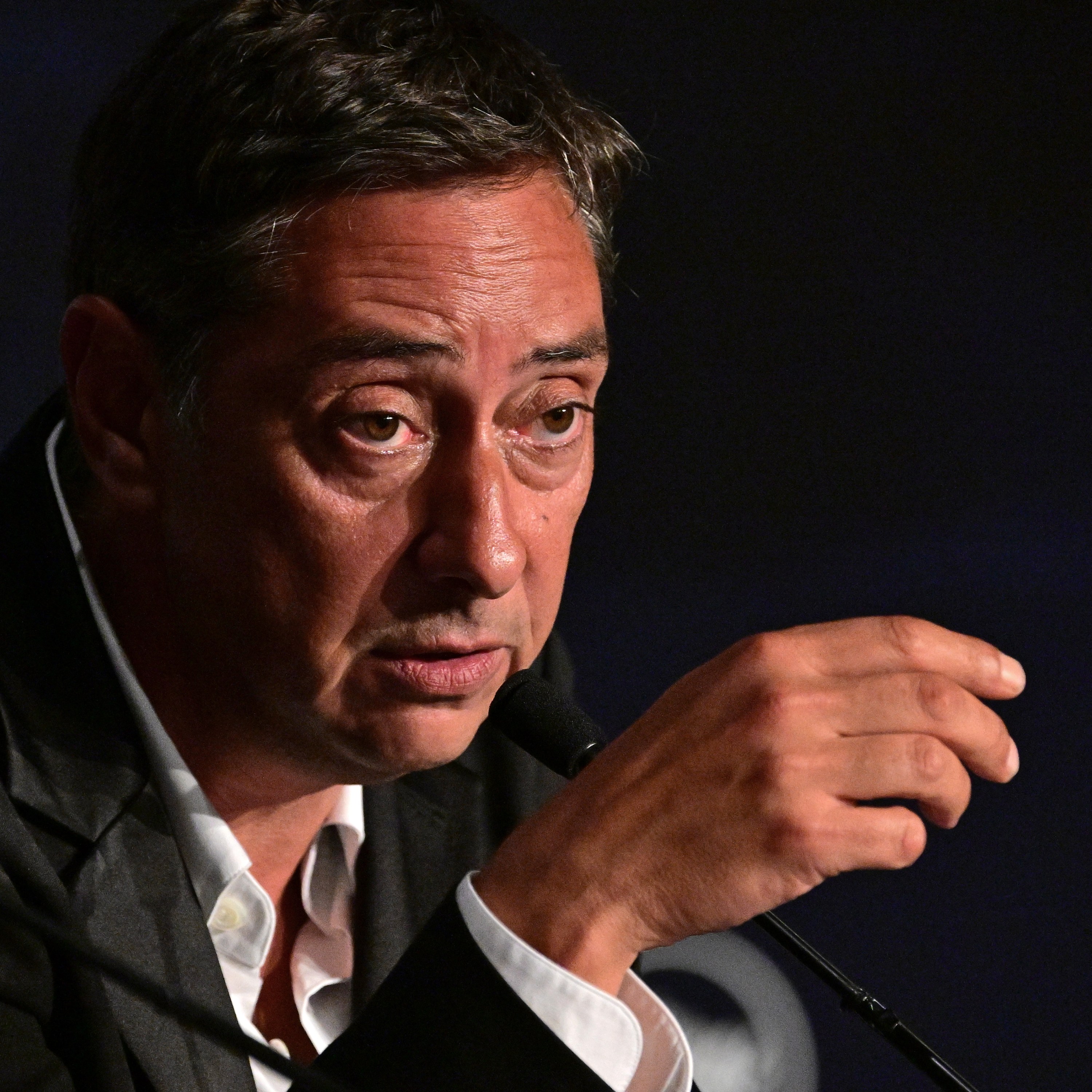 CANNES, FRANCE - MAY 25: Miguel Gomes, winner of the Best Director' Award for 'Grand Tour,' attends the Palme D'Or winner press conference at the 77th annual Cannes Film Festival at Palais des Festivals on May 25, 2024 in Cannes, France. (Photo by Kristy Sparow/Getty Images)