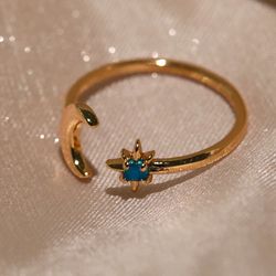 dainty sun and moon gold ring