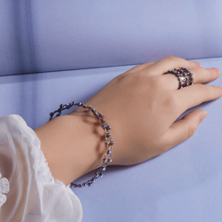 2 in 1 adjustable magnetic lymph therapy detox bracelet ring