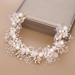 wedding hair accessories - bridal pearl, rhinestone & flower halo with combs