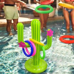 inflatable cactus swimming pool ring toss game