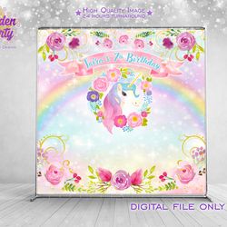 unicorn party backdrop, rainbow party banner, unicorn baby shower