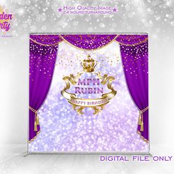 purple glitter backdrop, royal party banner, gold and purple background