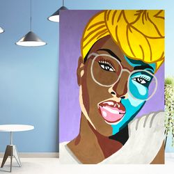 african woman painting christmas tree art black woman wall art acrylic painting 16,5 × 23,3 by myrikart