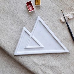 triangular clay palette/ mini palette/ watercolor slab palette/ clay paint palette/ mixing colors tray/gift for artist