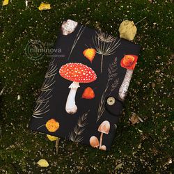 6 ring planner a5 cover mushroom planner refillable notebook amanita cover forest journal nature autumn diary botanical