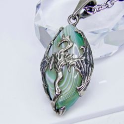 large soaring dragon acatosh  / elder scrolls inspired pendant / skyrim dragon pendant / geekjewelrymanworkshop