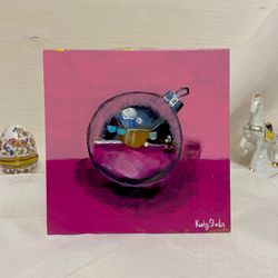 christmas bulbs fuchsia painting for pink christmas wall decor.