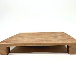 farmhouse wood riser, wood pedestal, rustic tray, footed tray, wooden riser, kitchen decor, wood display riser walnut