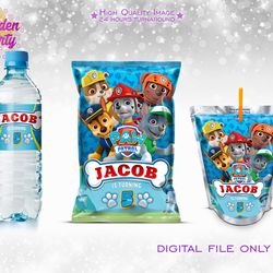 paw patrol party bundle, paw patrol bottle label, paw patrol capri sun, paw patrol chips bag, paw patrol birthday