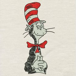 cat in the hat embroidery design 3 sizes reading pillow-instant d0wnl0ad