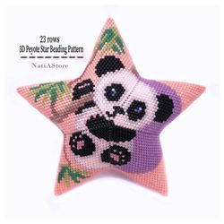 panda - 3d peyote star beading pdf pattern