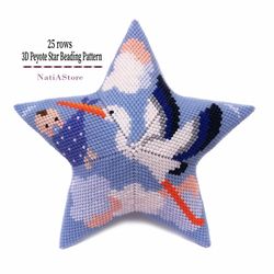 stork - 3d peyote star beading pdf pattern / beaded star