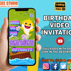 baby shark invitation, baby shark video invitation, baby shark invite, baby shark birthday invitation