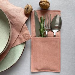 cutlery holder, dinner flatware bag. use table setting accessories as cutlery case / pouch to make every day